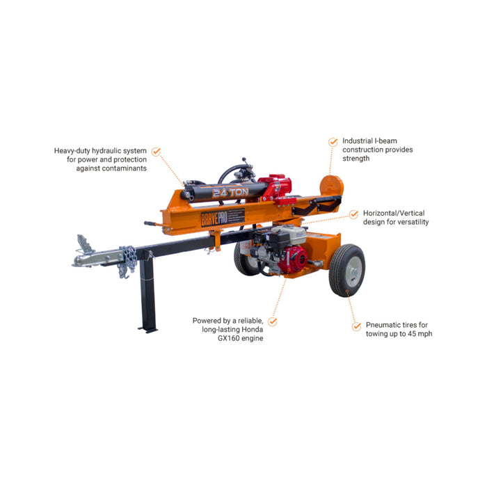 Brave 24-Ton Log Splitter with Honda GX160 Engine