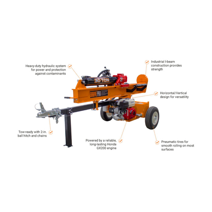 Brave 30-Ton Log Splitter with Honda GX200