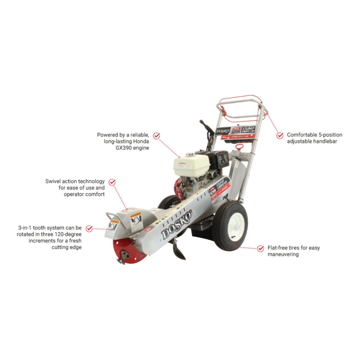 Dosko Swivel Stump Grinder - Honda GX390 13 HP Walk-Behind