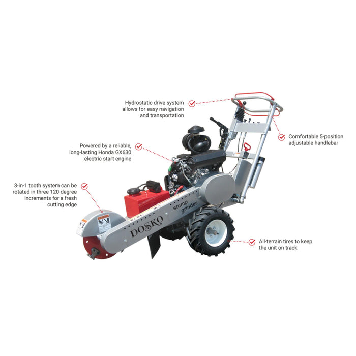 Dosko Stump Grinder - Honda GX630 20 HP Self-Propelled