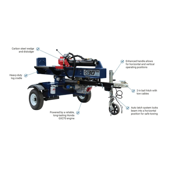 Iron & Oak 30 Ton Log Splitter with Honda GX270