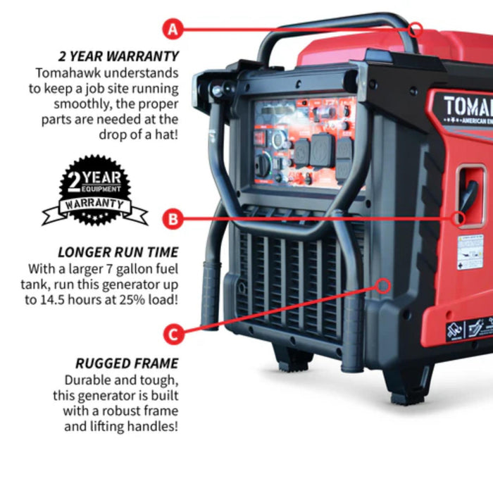 Tomahawk 10,500W Gas Inverter Generator – Quiet, Portable & Electric Start