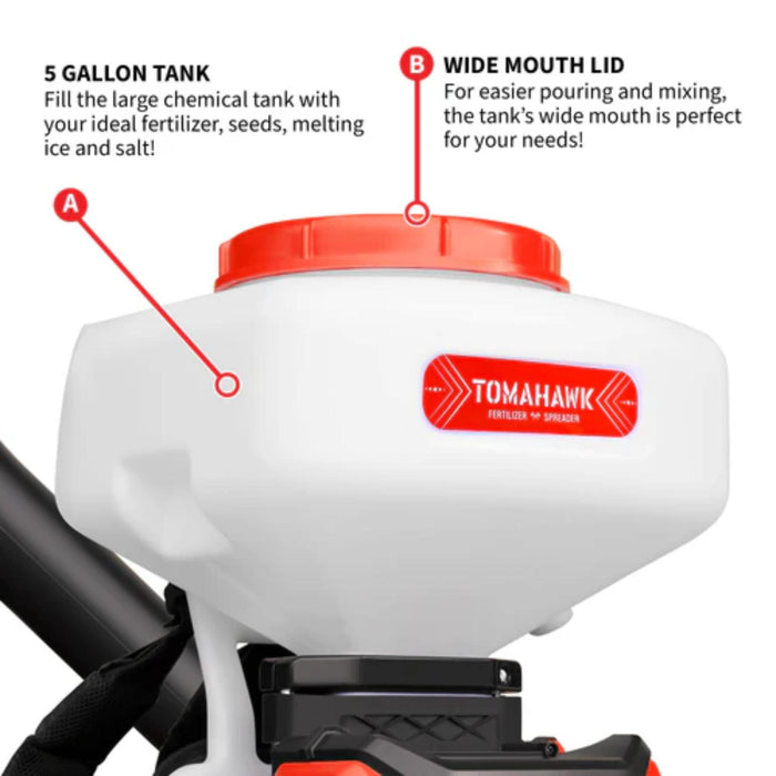 Tomahawk 5 Gal Battery-Powered Spreader for Seed, Fertilizer & Salt