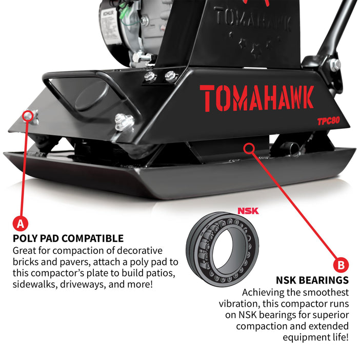 Mohawk Compactor Tomahawk Vibratory Plate Compactor w/ Kohler for Soil & Gravel ...