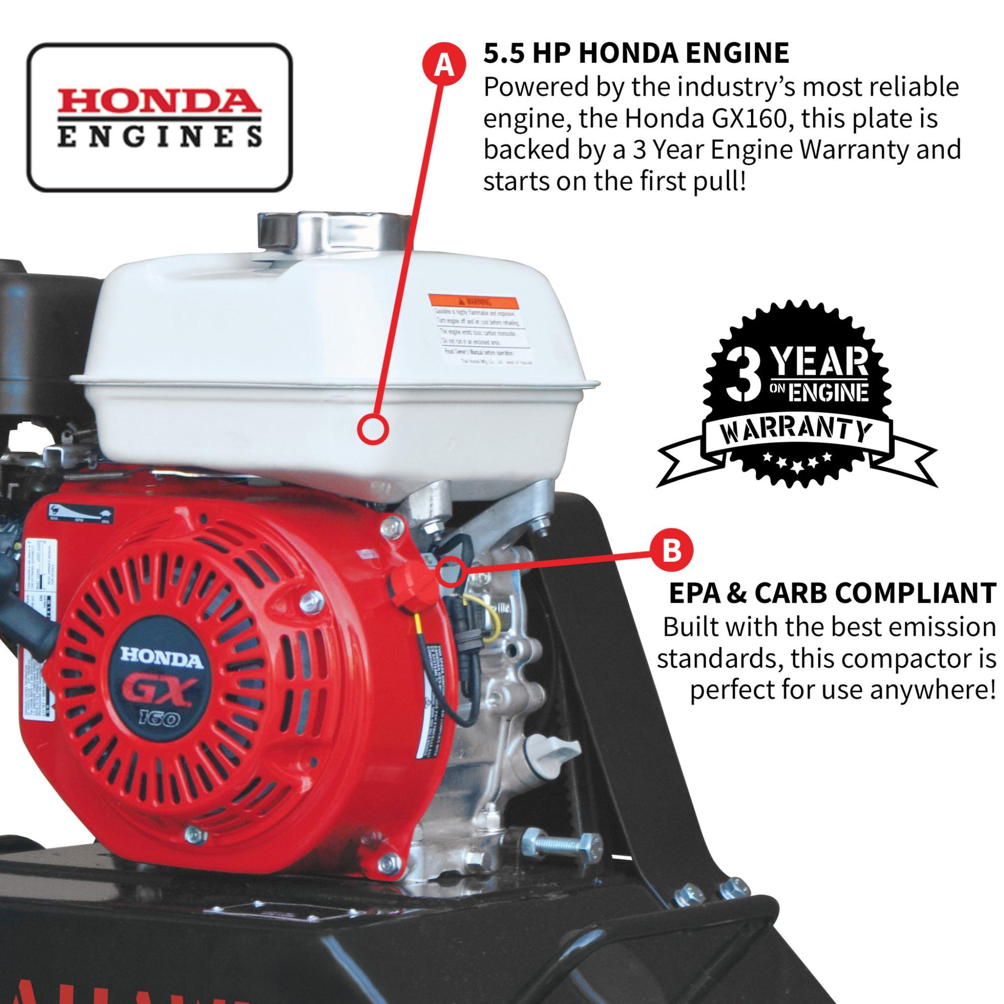 Tomahawk 5.5 HP Honda Vibratory Plate Compactor for Ground, Soil, Grav ...